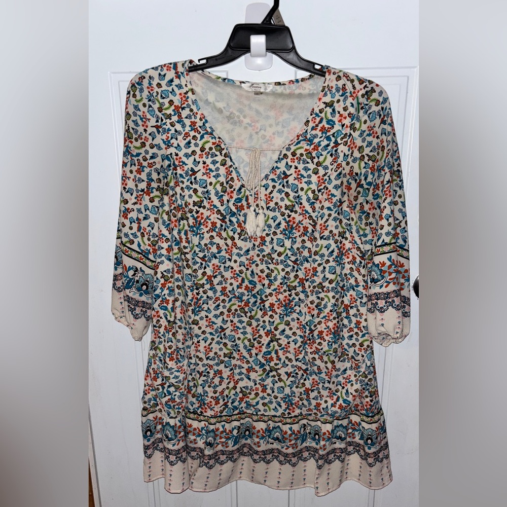 Entro Boho Multicolor Floral Mini Dress w/pockets~Medium